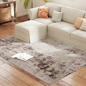 Achine Washable Area Rug 5x7, Non-Slip Modern Abstract Floor Carpet For Living Room, Bedroom, Dining Room, Mixed-Brown (Option: Brown)