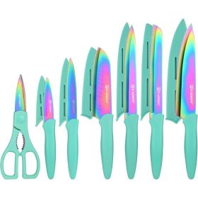 13 Piece Blue Non-Stick Stainless Steel Boxed Knives Set (Option: Style2)